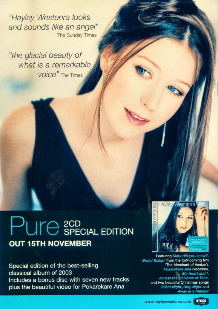 Hayley Westenra - Winter Tour 2004 - Brochure - Back Cover